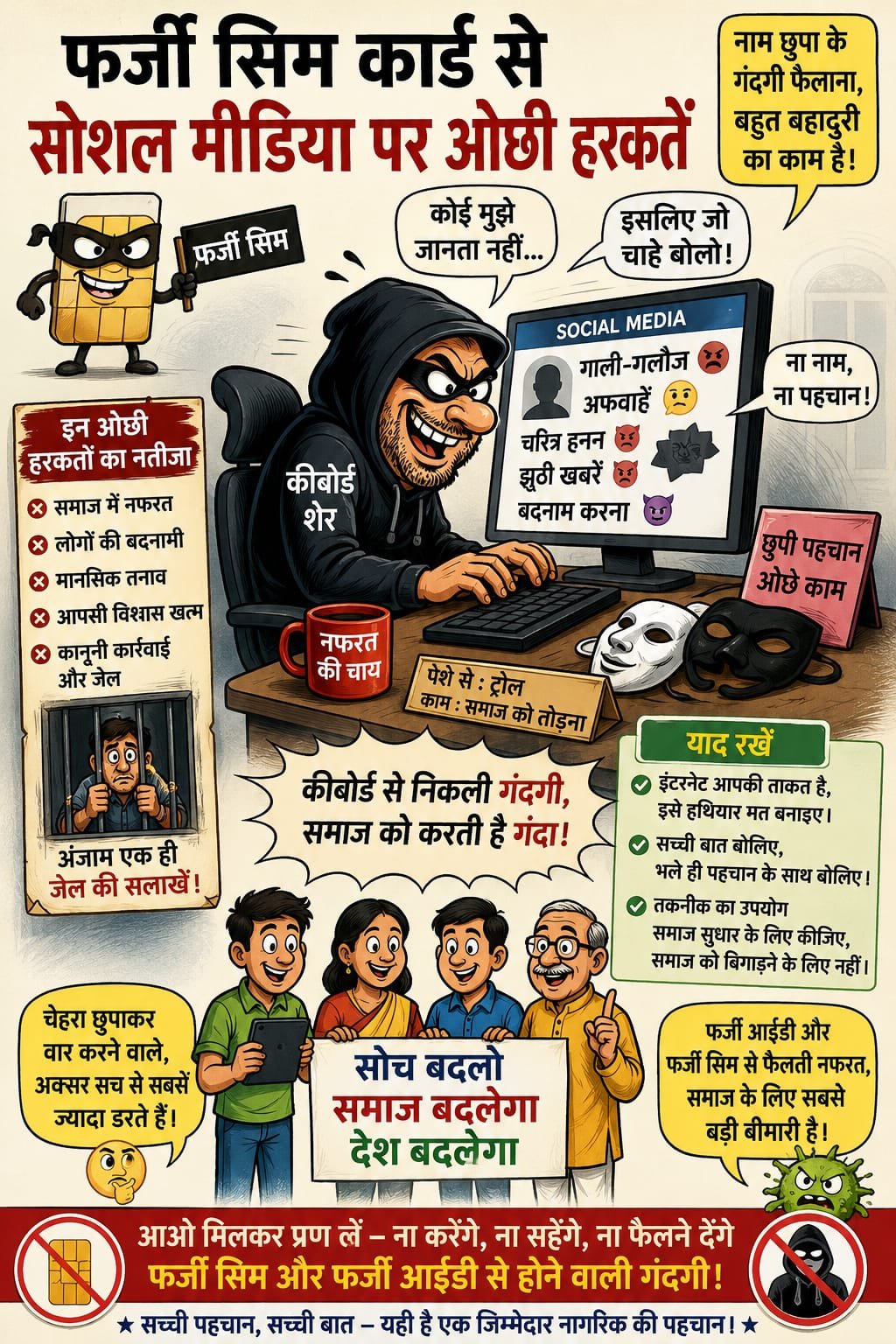 फर्जी सिम कार्ड से सोशल मीडिया पर ओछी हरकतें…! फर्जी सिम कार्ड से सोशल मीडिया पर ओछी हरकतें…!