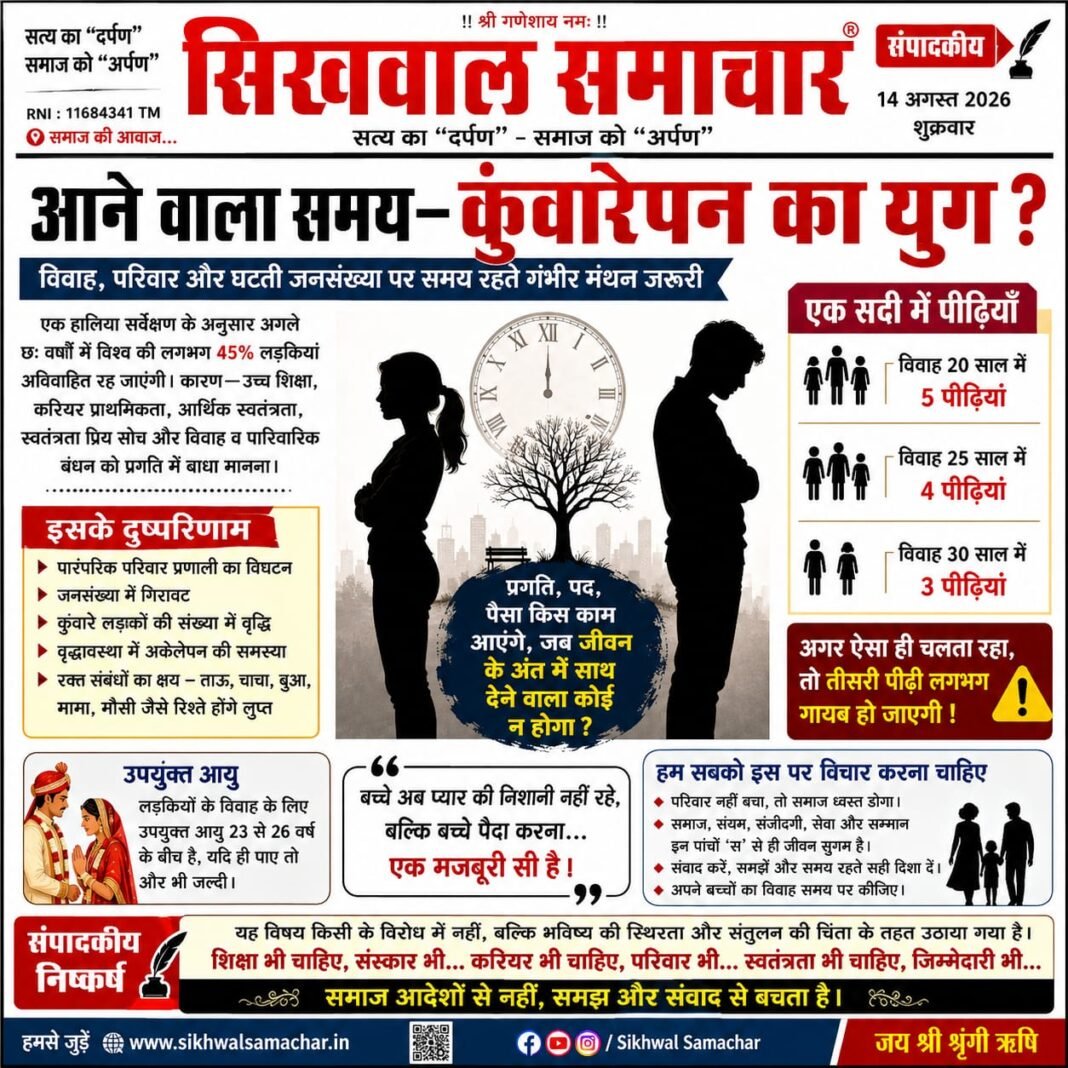 आने वाला समय कुंवारेपन का युग…? आने वाला समय कुंवारेपन का युग…?